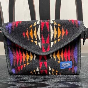Pendleton Black and Red Geometric Clutch